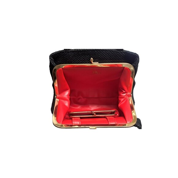 Vintage JR Florida Black Handbag Tweed Purse Clasp Closure - Picture 7 of 12